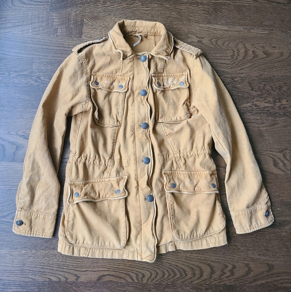 Free People Brown Utility Jacket with Button Details Sz.S/P - Picture 1 of 10